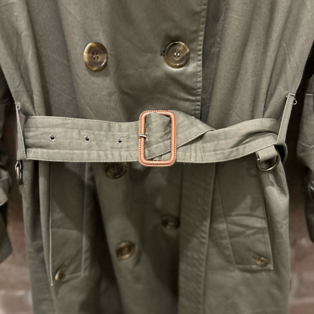 AQUASCUTUM khaki green trench coat in Sz 8 - Picture 7 of 9